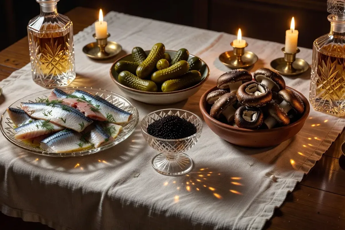 Zakouski table festive russe