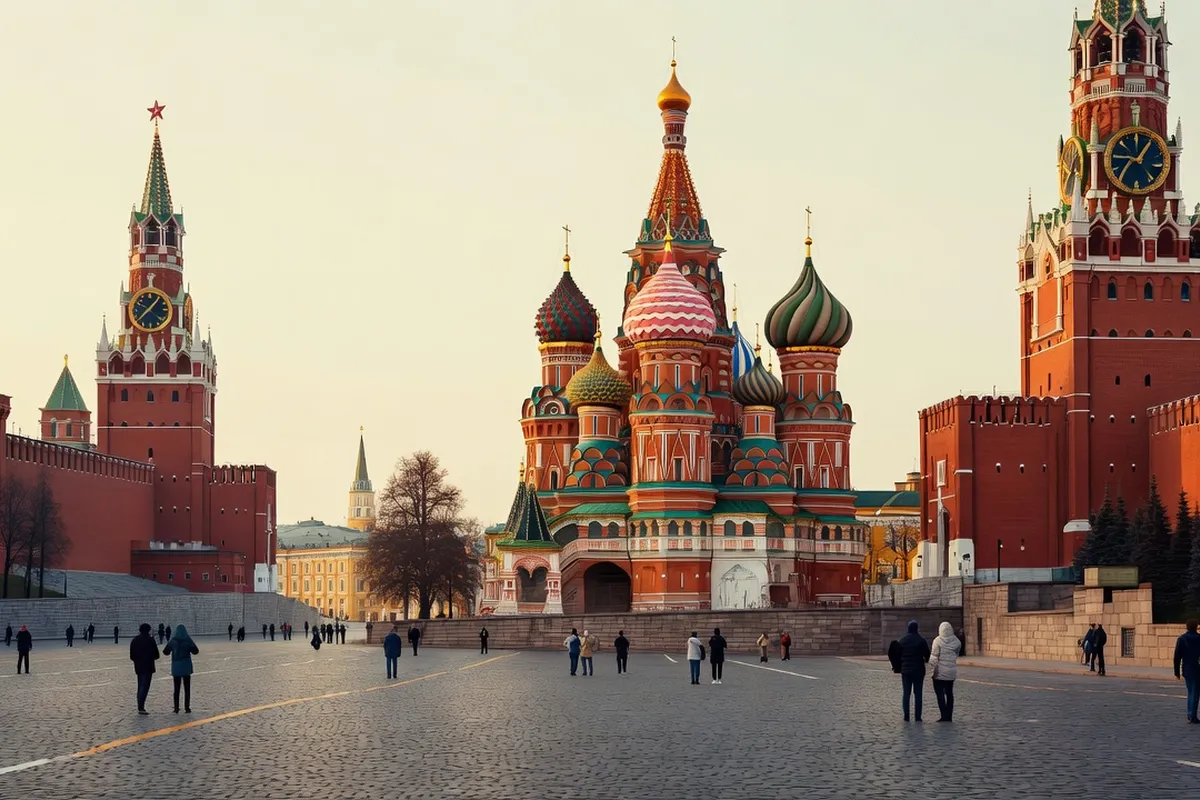 Kremlin de Moscou et cathédrale Saint-Basile sur la place Rouge
