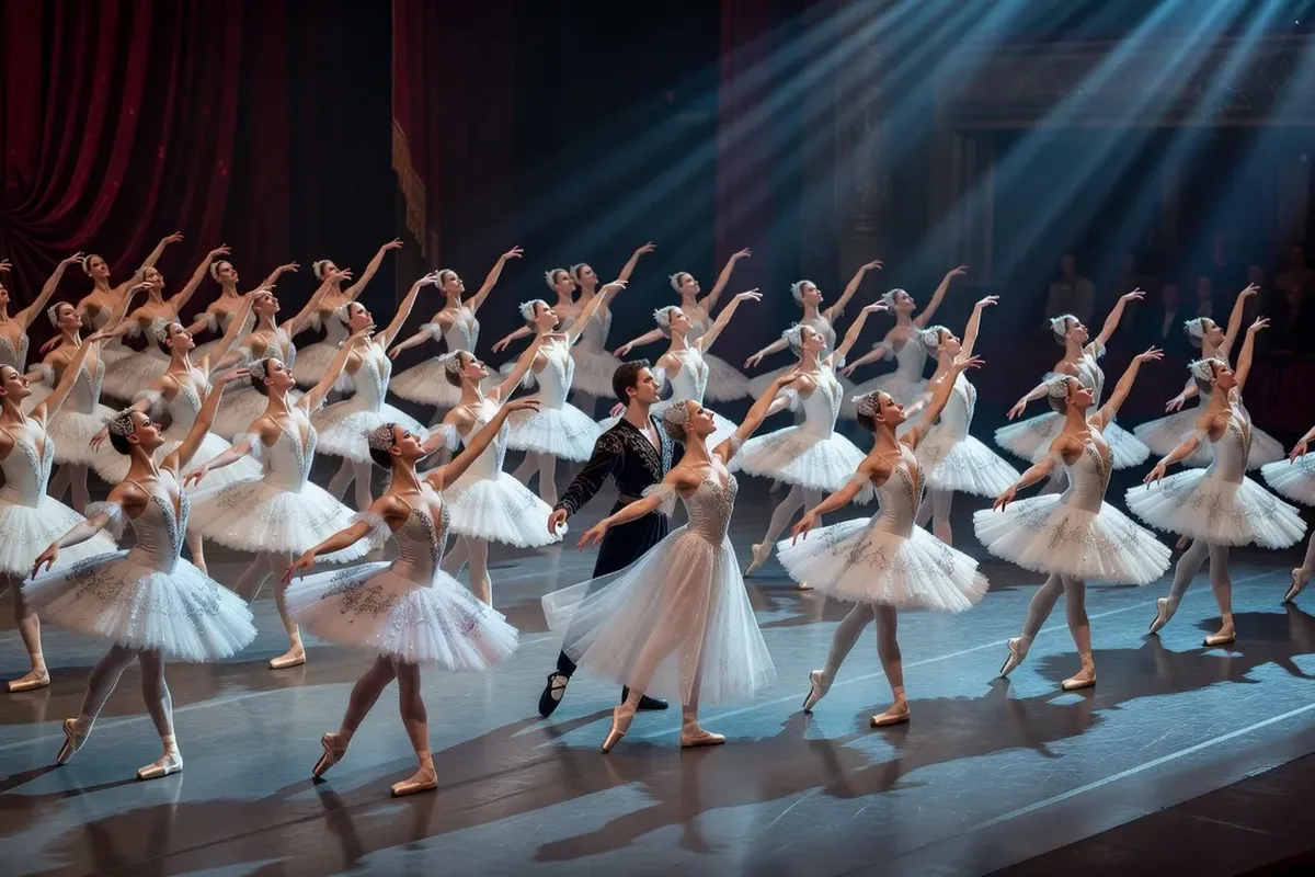 Façade illuminée du théâtre Bolchoï de Moscou la nuit avec son quadrige de bronze