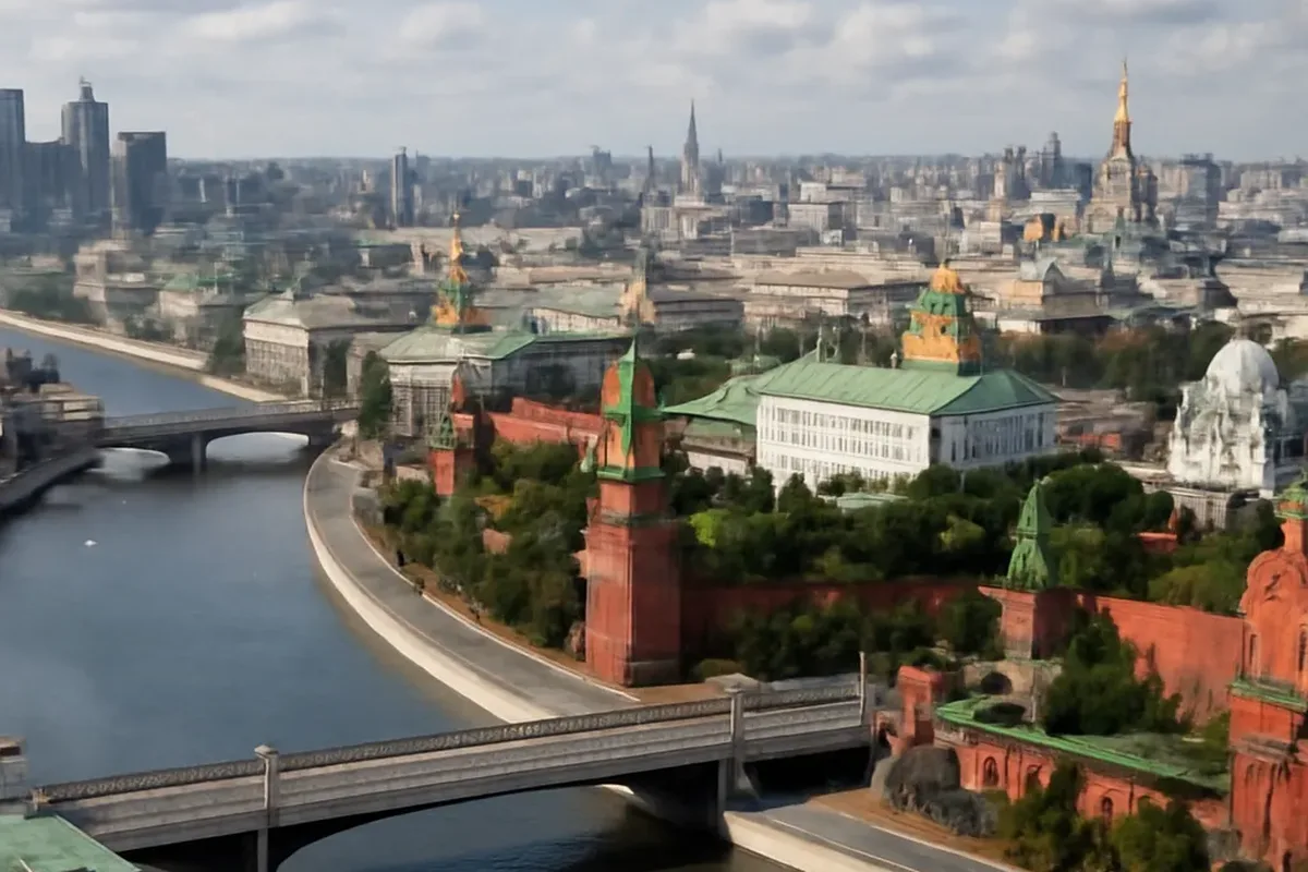 Vue panoramique de Moscou avec le Kremlin au premier plan