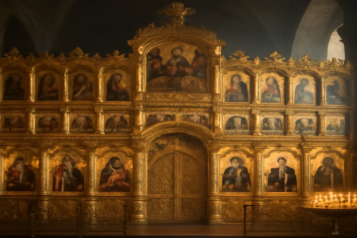 Iconostase ornée dans une église orthodoxe russe
