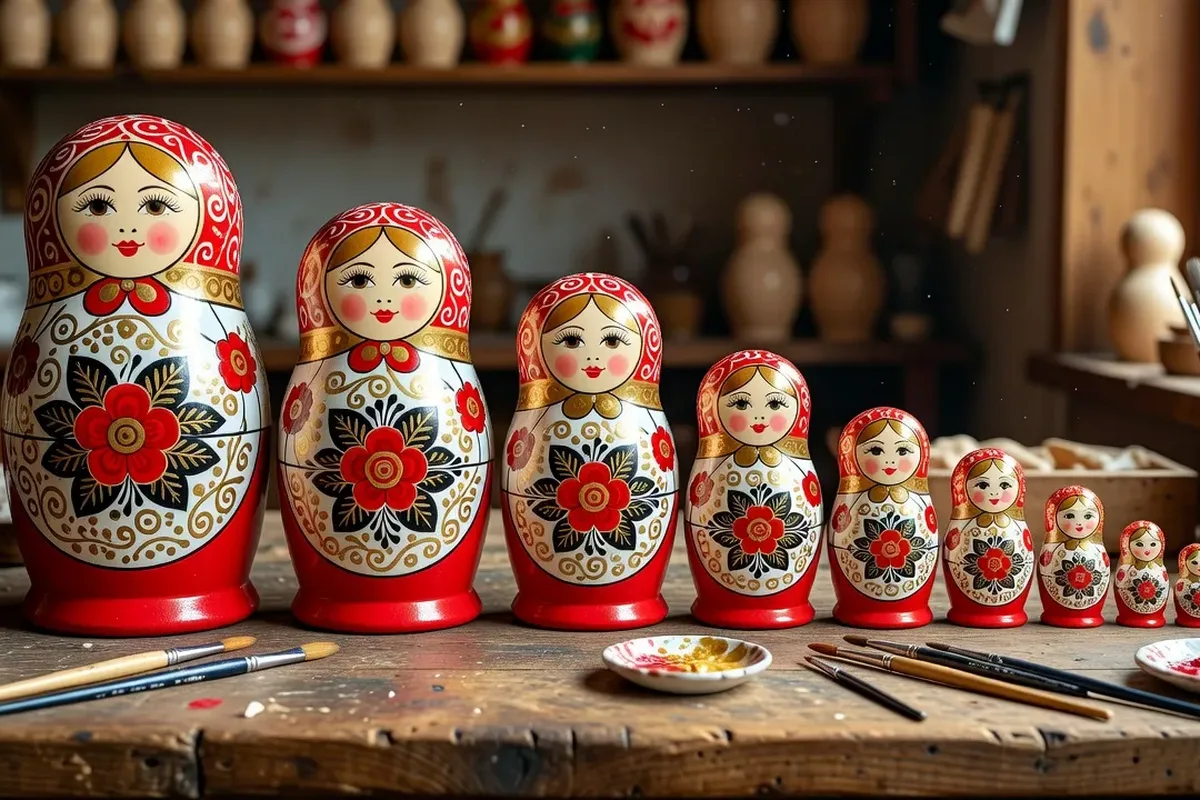 Matriochka traditionnelle peinte à la main avec motifs floraux russes colorés