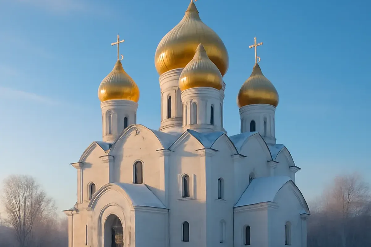 Cathédrale orthodoxe russe aux coupoles dorées