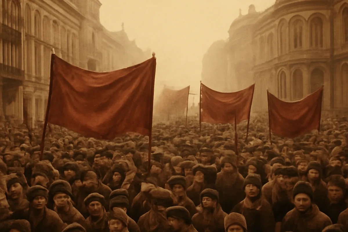 Manifestation à Petrograd pendant la révolution russe de 1917