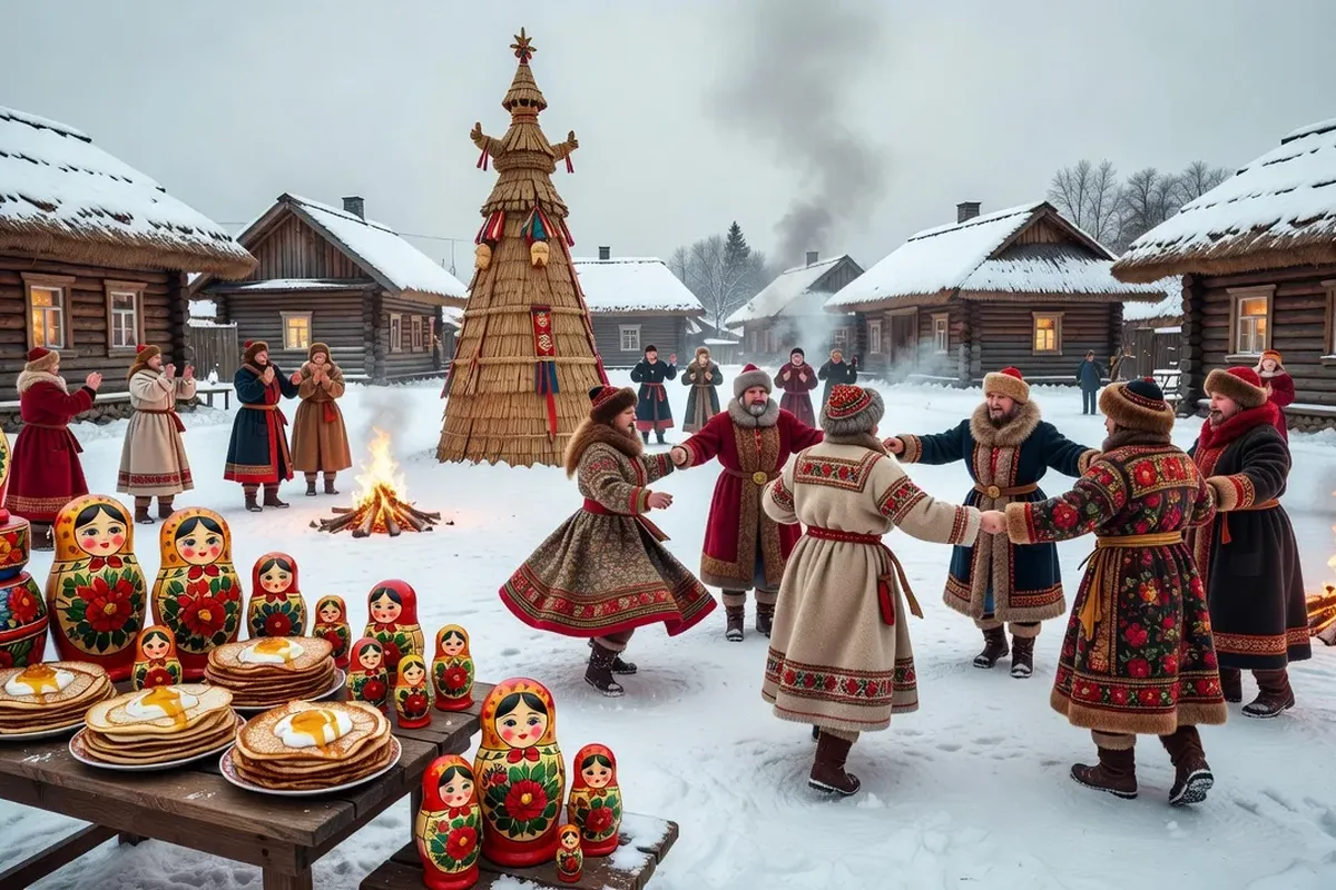 Célébration de Maslenitsa, la fête du soleil russe