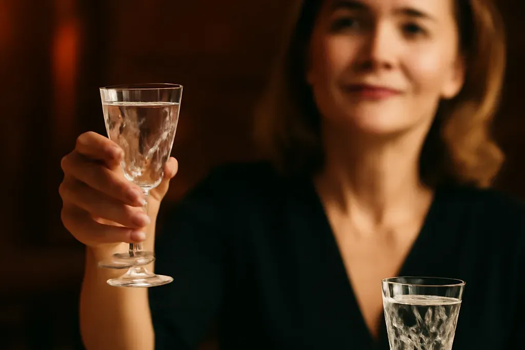 Vodka russe servie avec des zakouski traditionnels sur une table en bois